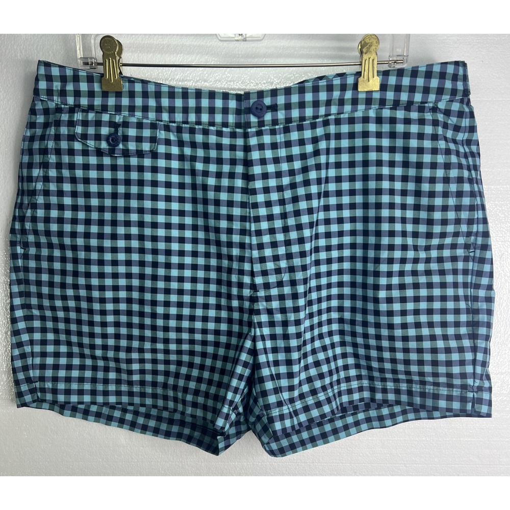 Brooks Brothers Swim Trunks Men Size 38" Waist Blue Gingham Plaid Lined‎